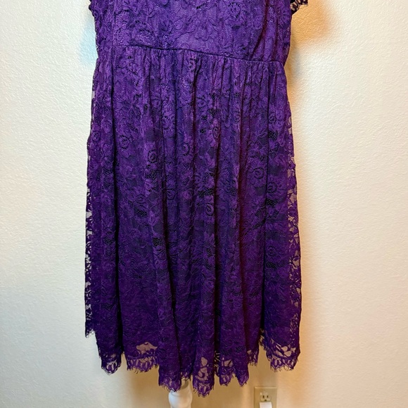Torrid Deep Purple High Neck Lace Skater Party Dress Size 18 - Picture 4 of 16